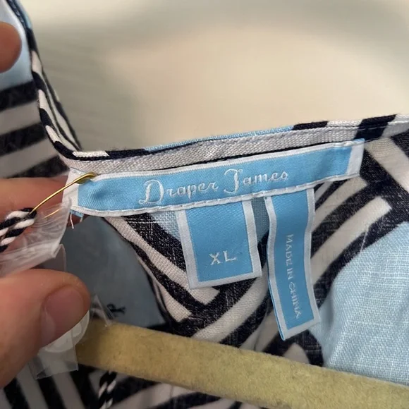 NWT Draper James lattice button down sleeveless shirt dress blue white print XL - Picture 4 of 8